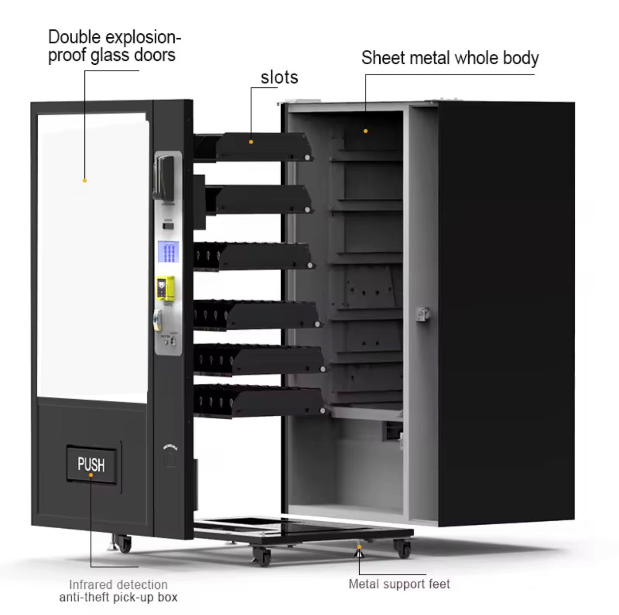 Distributeur automatique de snacks et boissons réfrigéré